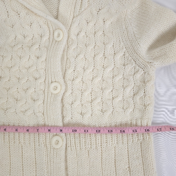Express Cable Knit Cream Baby Doll Alpaca/wool Blend Hooded Sweater Size L - Picture 5 of 10